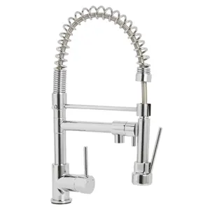 Cooke & Lewis Bilbrough Chrome effect Kitchen Side lever spring neck Tap