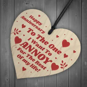 Anniversary Gift Funny Humour Cheeky Joke Husband Wife Gift Wooden Heart