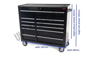 Dirty Pro Tools Professional Tool Chest Rollcab With US Ball Bearing Slides Garage