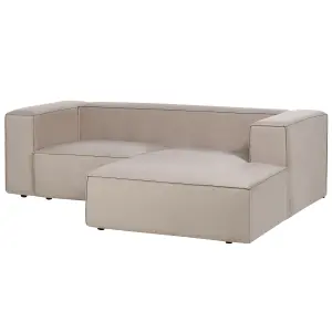 2 Seater Sofa VERNON Taupe Velvet 2 Seater Left Hand