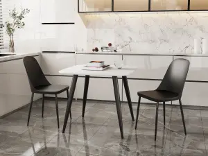 Core Products Aspen White 80cm Square Dining Table with 2 Black Plastic Duo Design Chairs