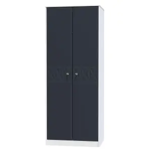 San Jose Ready assembled Contemporary Indigo & white Tall Double Wardrobe (H)1970mm (W)770mm (D)530mm