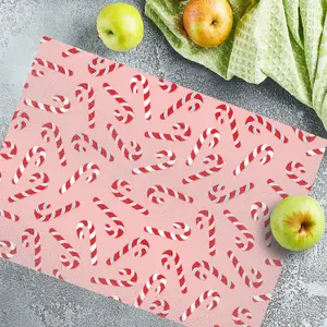 Textured Glass Chopping Board Candy Canes Design- Large