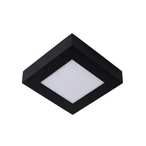 Lucide Brice-Led Modern Flush Ceiling Light Bathroom - LED Dim. - 1x15W 3000K - IP44 - Black