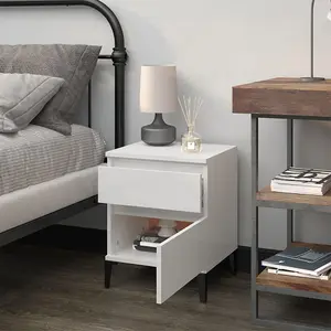 Berkfield Bedside Cabinet High Gloss White 40x35x50 cm