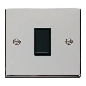 Polished Chrome 10A 1 Gang 2 Way Light Switch - Black Trim - SE Home