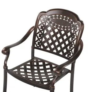 Set of 4 Garden Chairs with Cushions MANFRIA Metal Dark Brown