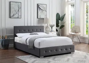 Grey Ottoman Storage Bed King Size With Pocket Sprung & Memory Foam Mattress