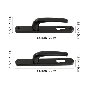 1 Pair Aluminum Alloy Door Handles without Lock Cylinder Sleek Black