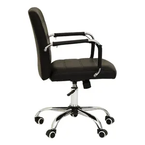 Interiors by Premier Brent Black Leather Effect And Chrome Home Office Chair