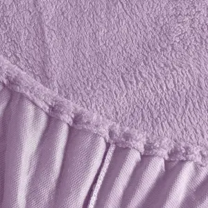 Brentfords Teddy Fleece FITTED Bed Sheet Soft Thermal, Lilac - Double