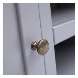 Mirano Grey 2 Door TV Cabinet Brass Knob