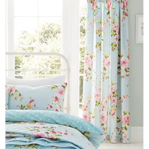 Canterbury Floral Reversible Double Duvet Cover Set with Pillowcases with Pillowcases Duck Egg / Single - 1 Standard Pillowcase