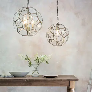 Hanging Ceiling Pendant Light Antique Brass & Glass Modern Ball Lamp Bulb Holder