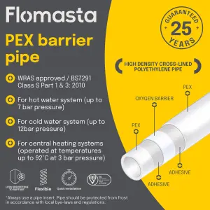 Flomasta White Cross-linked polyethylene (PE-X) Push-fit Barrier pipe (L)50m (Dia)15mm