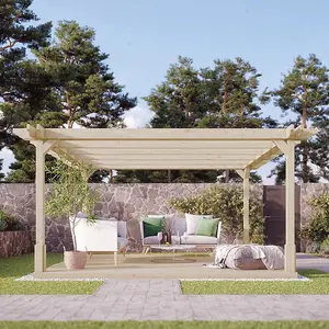 Double Premium Pergola and Decking Kit - Wood - L300 x W300 cm - Light Green