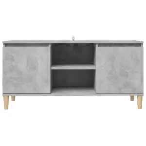 Berkfield TV Cabinet with Solid Wood Legs Concrete Grey 103.5x35x50 cm