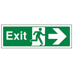 Emergency Exit Arrow Right Safety Sign - Adhesive Vinyl - 600x200mm (x3)