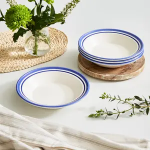 Potter's Stripe Set Of 4 Soup Plates (Set of 4) Blue