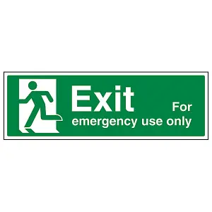 Exit For Emergency Use Man Left Sign - Adhesive Vinyl - 450x150mm (x3)