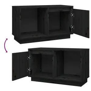 Berkfield TV Cabinet Black 74x35x44 cm Solid Wood Pine