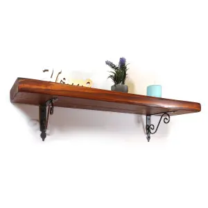 Wooden Shelf with Bracket WOZ 190x140mm Silver 225mm Walnut Length of 180cm