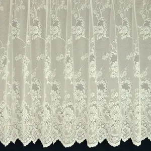 Home Curtains Clumber Floral Net 500w x 152d CM Cut Lace Panel Cream