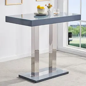 Caprice Grey High Gloss Bar Table 4 Copez White Grey Stools