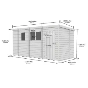 DIY Sheds 13x7 Pent Shed - Double Door Without Windows