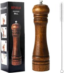 Wooden Pepper Mill Pepper Grinder Kit Manual Mills Solid With Strong Adjustable Ceramic Grinders Set 8 Inches