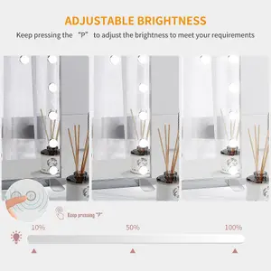 Yohood LED Makeup Mirror with 14 Dimmable Bulb, 3 Color Modes - 60 x 53 cm