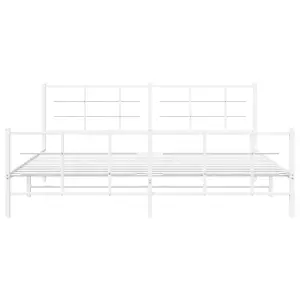 Berkfield Metal Bed Frame without Mattress with Footboard White 193x203cm