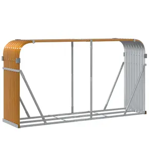 Log Holder Light Brown 180x45x100 cm Galvanised Steel