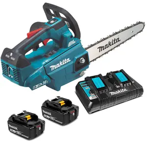 Makita DUC256 Twin 18v / 36v LXT Cordless Lithium Ion Chainsaw 250mm 2x5.0ah