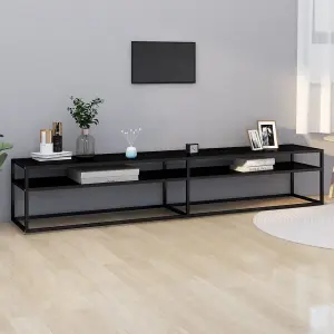 Berkfield TV Cabinet Black 220x40x40.5 cm Tempered Glass