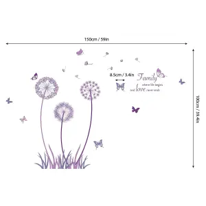 Purple Dandelion Flower Stickers Stock Clearance