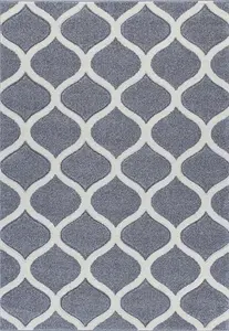 Melrose Carved Trellis Patterned Medium Grey Area Rug 120x170cm