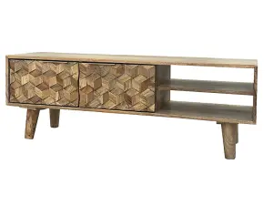 Geometric TV Unit - Mango Wood - L35 x W118 x H41 cm - Mango Light Finish