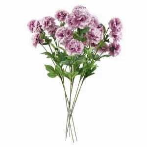 Pack of 6 x 70cm Pink Artificial Carnation Stem - 4 Flowers