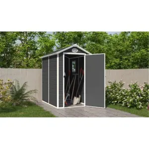 4 x 6 Plastic Pent Shed - Dark Grey with Foundation Kit (included) (4ft x 6ft / 4' x 6' / 1.2m x 1.8m)