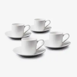 WM Bartleet & Sons Porcelain Espresso Cup & Saucer, Set of 4 White