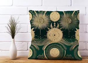 Green Moon and Sun Abstract Pattern Cushions 45cm x 45cm