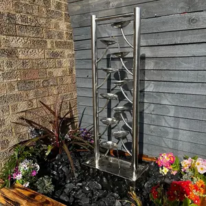 Santiago Stainless Steel Modern Metal Mains Plugin Powered Water Feature