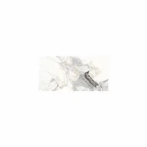 Alvaro White & Gold Gloss Marble effect Porcelain Indoor Wall & floor Tile, Pack of 5, (L)600mm (W)300mm