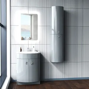 Nes Home Grey 600mm Freestanding Basin Vanity Unit With Wall Bathroom Storage Dene