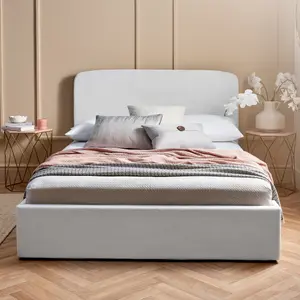 Ottoman Bed King Size Boucle Upholstered Fabric - Pocket Sprung Mattress