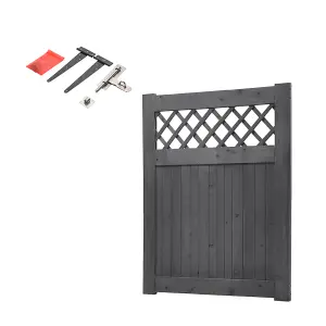 Outdoor Grey Rhombus Garden Wooden Gate Fence Door 150cm H