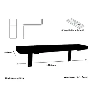 Maryvonne Oak Bracket Shelf with Reclaimed Wood Walnut / 24cm H x 180cm W x 14.5cm D