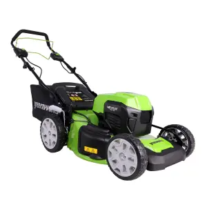 Greenworks Tools 48V (2 x 24V) 46cm (18") Self Propelled Lawnmower includes 2 x 24V 4Ah batteries & 2Ah twin charger