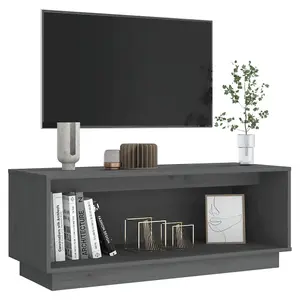 Berkfield TV Cabinet Grey 90x35x35 cm Solid Wood Pine